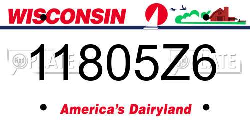 11805Z6 Wisconsin License Plate
