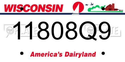 11808Q9 Wisconsin License Plate