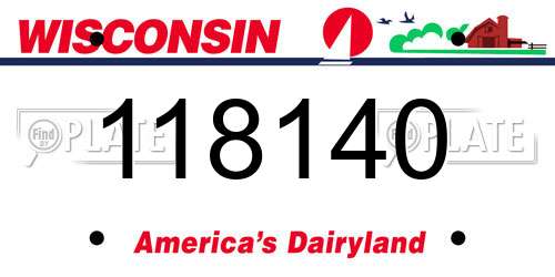 118140 Wisconsin License Plate