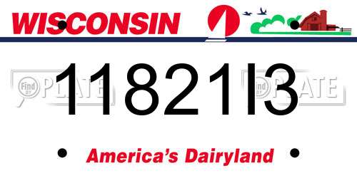 11821I3 Wisconsin License Plate
