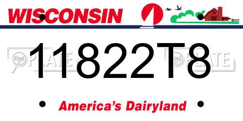 11822T8 Wisconsin License Plate
