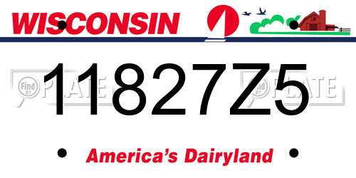11827Z5 Wisconsin License Plate