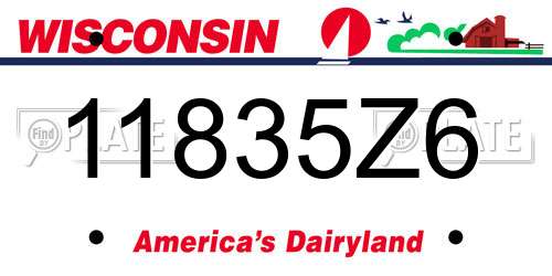 11835Z6 Wisconsin License Plate