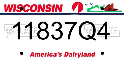 11837Q4 Wisconsin License Plate