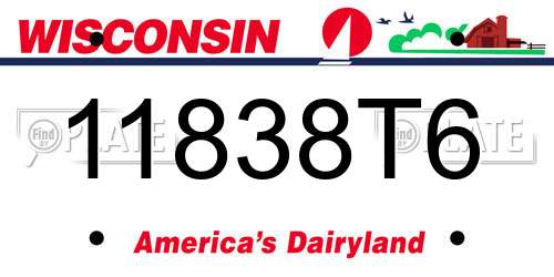 11838T6 Wisconsin License Plate