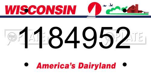1184952 Wisconsin License Plate