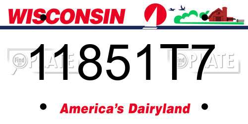 11851T7 Wisconsin License Plate