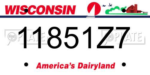 11851Z7 Wisconsin License Plate