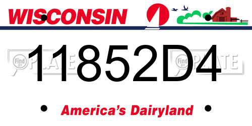 11852D4 Wisconsin License Plate
