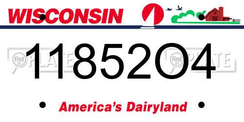 11852O4 Wisconsin License Plate
