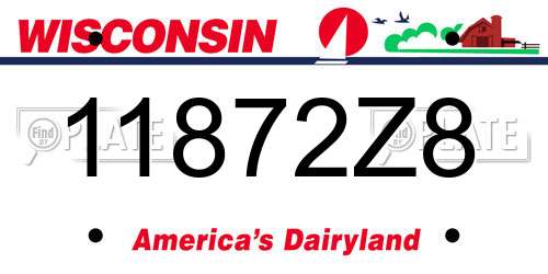 11872Z8 Wisconsin License Plate