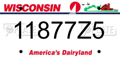 11877Z5 Wisconsin License Plate
