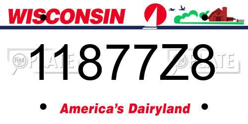 11877Z8 Wisconsin License Plate