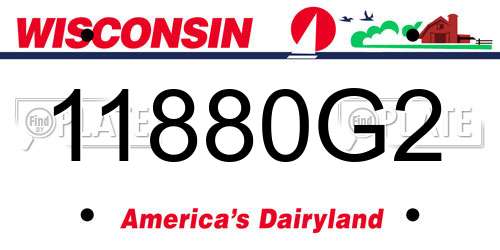11880G2 Wisconsin License Plate