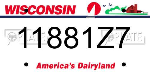 11881Z7 Wisconsin License Plate