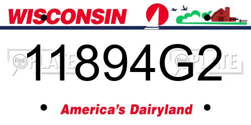 11894G2 Wisconsin License Plate