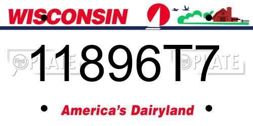 11896T7 Wisconsin License Plate