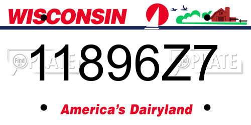 11896Z7 Wisconsin License Plate