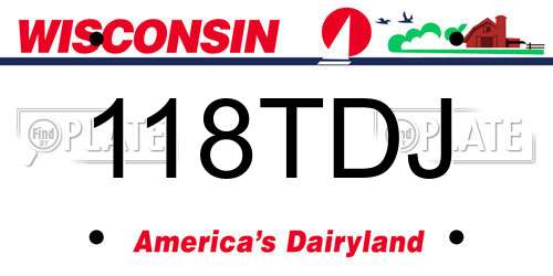 118TDJ Wisconsin License Plate
