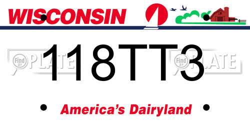 118TT3 Wisconsin License Plate