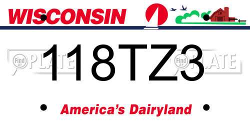 118TZ3 Wisconsin License Plate
