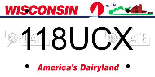 118UCX Wisconsin License Plate