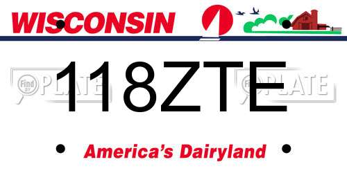 118ZTE Wisconsin License Plate