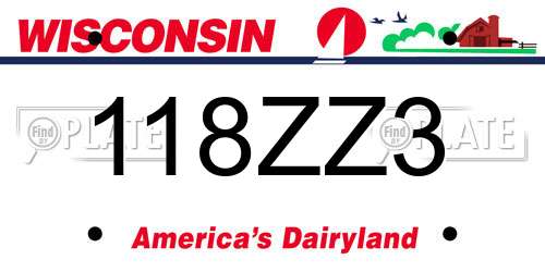 118ZZ3 Wisconsin License Plate