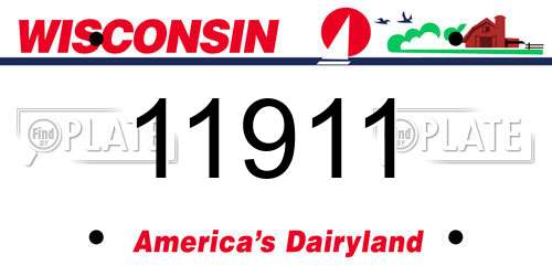 11911 Wisconsin License Plate