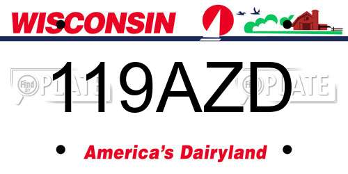 119AZD Wisconsin License Plate