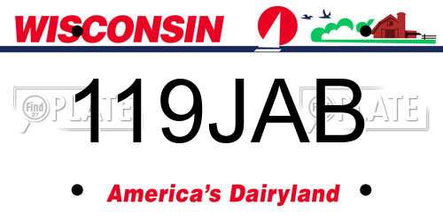 119JAB Wisconsin License Plate