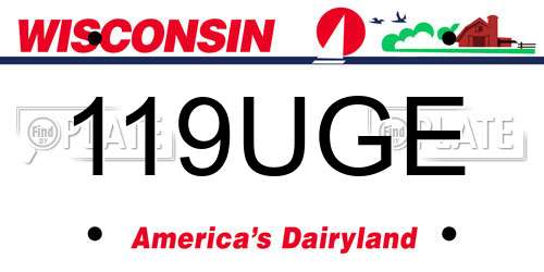 119UGE Wisconsin License Plate