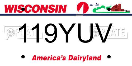 119YUV Wisconsin License Plate