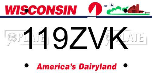 119ZVK Wisconsin License Plate