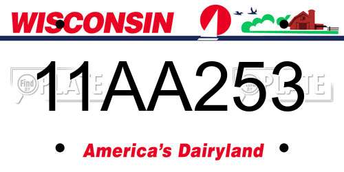 11AA253 Wisconsin License Plate