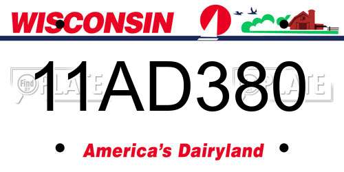 11AD380 Wisconsin License Plate