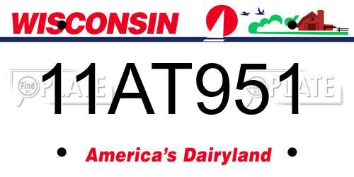 11AT951 Wisconsin License Plate
