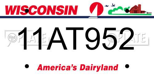 11AT952 Wisconsin License Plate