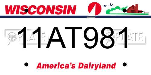 11AT981 Wisconsin License Plate