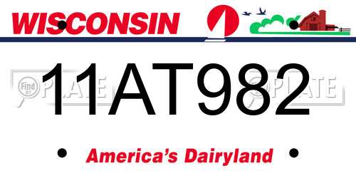 11AT982 Wisconsin License Plate