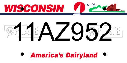 11AZ952 Wisconsin License Plate