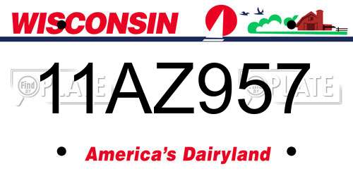 11AZ957 Wisconsin License Plate