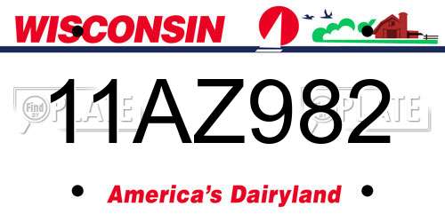 11AZ982 Wisconsin License Plate