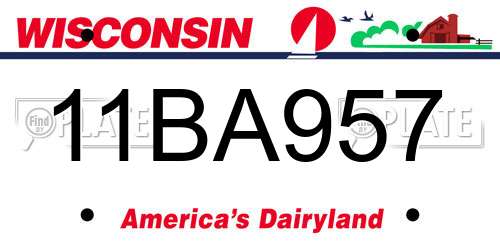 11BA957 Wisconsin License Plate