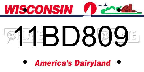 11BD809 Wisconsin License Plate