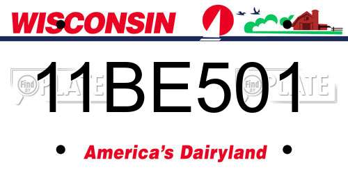 11BE501 Wisconsin License Plate