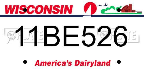 11BE526 Wisconsin License Plate