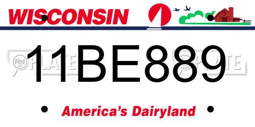 11BE889 Wisconsin License Plate