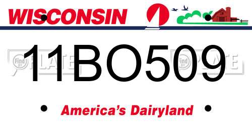 11BO509 Wisconsin License Plate