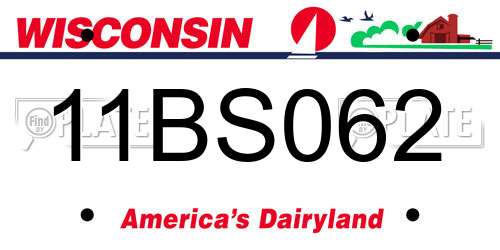 11BS062 Wisconsin License Plate